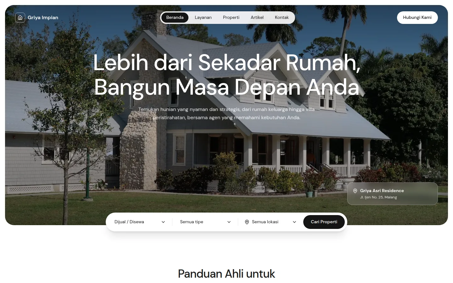 Tampilan website Griya Impian, Agen Properti